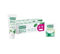 Dentifrice GUM BIO | Certifié Bio et vegan | 99% d'ingrédients d'origine naturelle | Goût menthe douce | Protection contre les caries | 2x75ml + 1 échantillon offert
