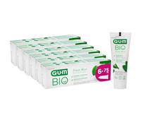 Dentifrice GUM® BIO | certifié bio et vegan | 99% d'ingrédients naturels | menthe poivrée et aloe vera | au fluor pour protéger contre les caries | sans gluten ni lactose | 6 x 75