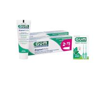 Dentifrice GUM Original White | restaure la blancheur naturelle des dents sans ingrédients agressifs | le fluor et l'isomalt protègent l'émail des dents | 2 x 75 (avec 1 échantillon gratuit)