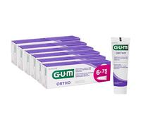 Dentifrice GUM® ORTHO | spécialement conçu pour les porteurs d'appareil orthodontique | réduit l'accumulation de plaque | renforce l'émail | goût menthe verte | 6 x 75