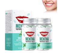 Dentifrice Solide Menthe 2 Boîtes, Dentifrice à Croquer, Anti Plaque & Caries, Bouche Saine, Réparation De L'émail, Haleine Fraîche, Respectueux De L'environnement Pour Les Adultes, Pâte à dents