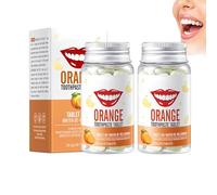 Dentifrice Solide orange 2 Boîtes, Dentifrice à Croquer, Anti Plaque & Caries, Bouche Saine, Réparation De L'émail, Haleine Fraîche, Respectueux De L'environnement Pour Les Adultes