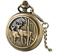 Dentily Exquise Montre de poche à quartz avec cadran bleu étoilé et chiffres romains Cadeau de Noël ou d'anniversaire (bronze)