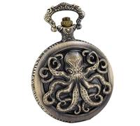 Dentily Montre de poche vintage à quartz creuse avec chaîne style steampunk Noir, bronze