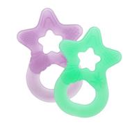 Dentistar® Lot de 2 anneaux de dentition - Jouet de dentition pour bébé et enfant dès 3 mois - Anneaux de massage des gencives en forme d’étoile - Made in Allemagne - Vert & Violet