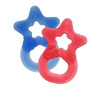 Dentistar® Lot de 2 anneaux de dentition - Jouet de dentition pour bébé et enfant dès 3 mois - Anneaux de massage des gencives en forme d’étoile - Made in Allemagne - Rouge & Bleu