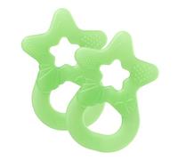 dentistar Lot de 2 anneaux de dentition - Jouet de dentition pour bébé et enfant dès 3 mois - Anneaux de massage des gencives en forme d’étoile - Made in Allemagne - Vert Clair