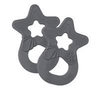 Dentistar® Lot de 2 anneaux de dentition - Jouet de dentition pour bébé et enfant dès 3 mois - Anneaux de massage des gencives en forme d’étoile - Made in Allemagne - Gris