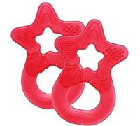 dentistar Lot de 2 anneaux de dentition - Jouet de dentition pour bébé et enfant dès 3 mois - Anneaux de massage des gencives en forme d’étoile - Made in Allemagne - Rouge