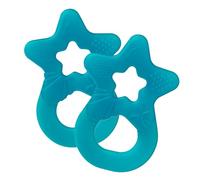 Dentistar® Lot de 2 anneaux de dentition - Jouet de dentition pour bébé et enfant dès 3 mois - Anneaux de massage des gencives en forme d’étoile - Made in Allemagne - Bleu