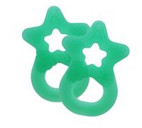 dentistar Lot de 2 anneaux de dentition - Jouet de dentition pour bébé et enfant dès 3 mois - Anneaux de massage des gencives en forme d’étoile - Made in Allemagne - Vert Transparent