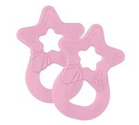 dentistar Lot de 2 anneaux de dentition - Jouet de dentition pour bébé et enfant dès 3 mois - Anneaux de massage des gencives en forme d’étoile - Made in Allemagne - Rose