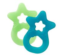 dentistar Lot de 2 anneaux de dentition - Jouet de dentition pour bébé et enfant dès 3 mois - Anneaux de massage des gencives en forme d’étoile - Made in Allemagne - Bleu & Vert clair