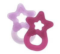 Dentistar® Lot de 2 anneaux de dentition - Jouet de dentition pour bébé et enfant dès 3 mois - Anneaux de massage des gencives en forme d’étoile - Made in Allemagne - Rose & Mauve