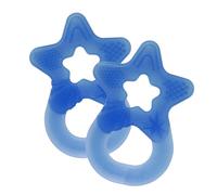 dentistar Lot de 2 anneaux de dentition - Jouet de dentition pour bébé et enfant dès 3 mois - Anneaux de massage des gencives en forme d’étoile - Made in Allemagne - Bleu Transparent