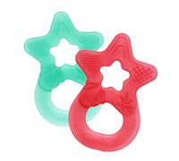 Dentistar® Lot de 2 anneaux de dentition - Jouet de dentition pour bébé et enfant dès 3 mois - Anneaux de massage des gencives en forme d’étoile - Made in Allemagne - Turquoise & Orange