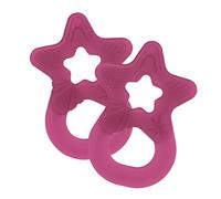 Dentistar® Lot de 2 anneaux de dentition - Jouet de dentition pour bébé et enfant dès 3 mois - Anneaux de massage des gencives en forme d’étoile - Made in Allemagne - Pink