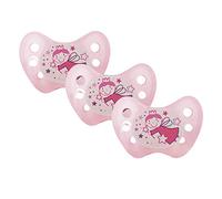 Dentistar Lot de 3 Tétines bébé - Taille 1 (0-6 mois) - Tétine orthodontique douce pour les dents et la mâchoire qui brille dans le noir - Rose avec motif fée, brille la nuit - Made in Germany