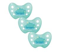 Dentistar Lot de 3 Tétines bébé - Taille 2 (6-14 mois) - Tétine orthodontique douce pour les dents et la mâchoire qui brille dans le noir - Vert, "Little Dreamer", brille la nuit - Made in Germany