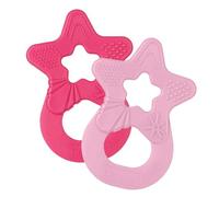 Dentistar Set de 2 anneaux de dentition - Jouet de dentition pour bébé et enfant dès 3 mois - Anneaux de massage des gencives en forme d’étoile - Made in Allemagne - Rose & Pink