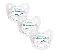 dentistar Set de 3 Tétines Orthodontiques en Silicone - Taille 1, 0-6 mois - La sucette nouveau-né évite le désalignement des dents - Fabriqué en Allemagne - Sans BPA - Quel que soit le motif, Blanc