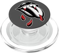 Dents de Crocs de Vampire x lèvres Gothiques Blackwork PopSockets PopGrip pour MagSafe