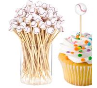 -dents de football, choix de nourriture de football - Long Baseball Soccer Cupcake Toppers Sandwich Sandwich Pockets | 100 pièces décoratives alimentaires de brochettes de sandwich, décorations de fêt