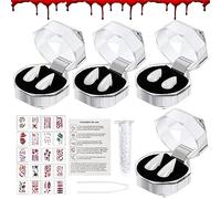 Dents de Vampire, 4 Paires Dent Vampire, 4 Tailles Halloween Crocs de Vampire, Fausse Dent Vampire avec Adhésif, Vampire Teeth, Dent de Vampire Enfant, Dentier Vampire Adulte pour Halloween Cosplay