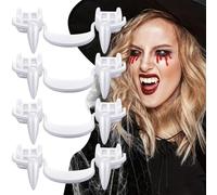 Dents De Vampire,Crocs De Vampire,Dent De Vampire Rétractable,Dents Vampire à Clipser,Faux Dents pour Halloween,pour Cosplay Décoration D'accessoires Fête d'halloween,Blanc,4 Pièces
