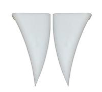 Dents de voiture d'Halloween - 2 x dents de vampire 3D - Décoration de pare-chocs avec cornes de diable blanches - Accessoires de véhicule imperméables - Décoration de voiture effrayante - Kit de