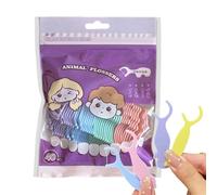 -dents en forme d'animal mignon pour , bâtonnets de 7,9 x 2 cm avec fil souple, nettoyeur de dents robuste, soin des gencives avec support, médiator pour voyage