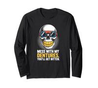 Dentures Skull Retro Funny Bite Back Manche Longue