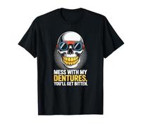 Dentures Skull Retro Funny Bite Back T-Shirt