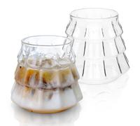 DENUOTOP Lot de 2 Verres en Forme d'arbre de Noël, 350 ml, Verres à café en Borosilicate pour Boissons Froides, Verre Universels pour Latte, Macchiato, Thé, Jus, Lait, Mojito, Bière