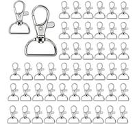 DENUOTOP Porte-clés Rotatif, 50Pcs Fermoirs Mousquetons Pivotants e Crochets Anneaux, D Fermoir Porte-clés Clip pour Bijoux Clés Sac à Main DIY Décoration