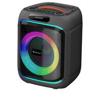 Denver BPS-170 Enceinte de fête Bluetooth avec lumière LED et microphone ? 40 W RMS, fonction TWS, USB, microSD, AUX, télécommande, batterie, boîte de karaoké, effet lumineux RVB, woofer 6,5", boîte