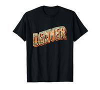 Denver City Skyline Inside Lettrage rétro Colorado Voyage T-Shirt