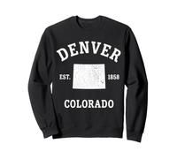 Denver Colorado Est 1858 Carte d'État Vieilli Sweatshirt