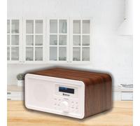 DENVER DAB-30DW - Radio DAB+ compacte avec Bluetooth, écran rétroéclairé & fonction réveil, boîtier en bois, marron foncé