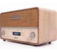 Denver DAB-36 Grande radio DAB/DAB+ & FM de style vintage - Bluetooth - Grand écran à contraste élevé - AUX In - Horloge et double alarme - Armoire en bois véritable - 2x5W - Secteur ou batterie