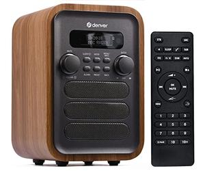 Denver DAB-48 Radio numérique Dab/Dab+ Bluetooth avec télécommande, Haut-Parleur Bluetooth, réveil Dab, Gris avec Grande télécommande