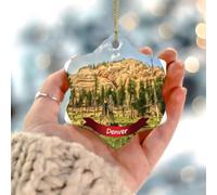 Denver Décoration de sapin de Noël en forme de paysage urbain de l'histoire américaine Décoration de fête de Noël en céramique rustique pour amis, collègues, employés, famille