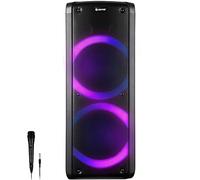 Denver Enceinte Bluetooth Puissante - Lumières Disco - Enceinte Karaoké avec Micro - Double woofer de 6,5 Pouces - Haut-Parleur Portable - TWS/AUX/USB/SD - BPS-352 - Noir