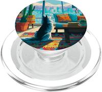 Denver Husky Dog City Skyline Art rétro PopSockets PopGrip pour MagSafe