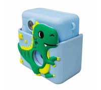 Denver KPC-1363BU Appareil photo pour enfants avec fonction d'impression instantanée, 20 MP, caméra selfie, jeux & housse en silicone amusante en forme de dino
