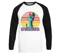 Denver Le Dernier Dinosaure Tee Baseball Blanc Unisexe T-Shirt À Manches Longues