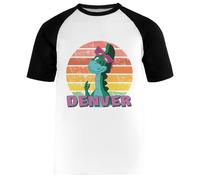 Denver Le Dernier Dinosaure Tee Baseball Blanc Unisexe T-Shirt Régulier