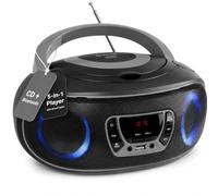 Denver Lecteur CD Portable TCL-212BTGREY – Boombox Bluetooth, Radio FM, MP3 USB, AUX, 4W Noir/Gris