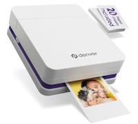 Denver MCP-6010 Mini imprimante photo mobile couleur avec Bluetooth 5.2, 600 DPI, iOS & Android, imprimante photo portable avec batterie, avec cartouche et lot de 20 feuilles de papier photo