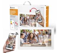 Denver PFF-1515W - Cadre Photo numérique Wi-FI - Écran Tactile IPS Full HD 15,6" - Logiciel FRAMEO intégré - Partage sans Fil - Arrêt Automatique de Nuit - Mémoire 16 Go - Blanc